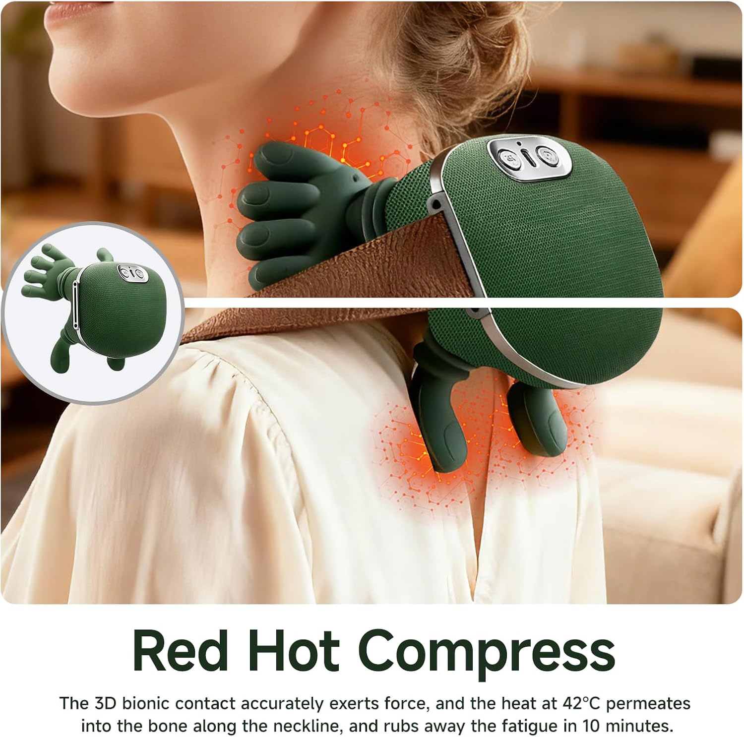 ComfortGrip Heat Massage Pillow