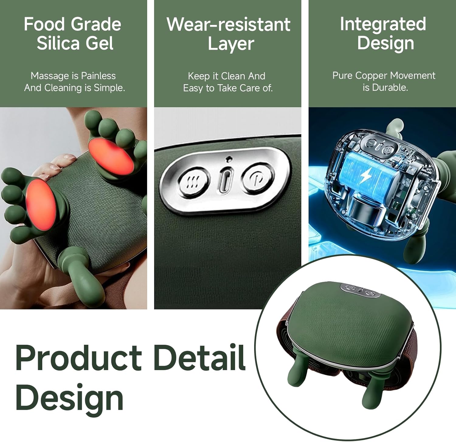 ComfortGrip Heat Massage Pillow