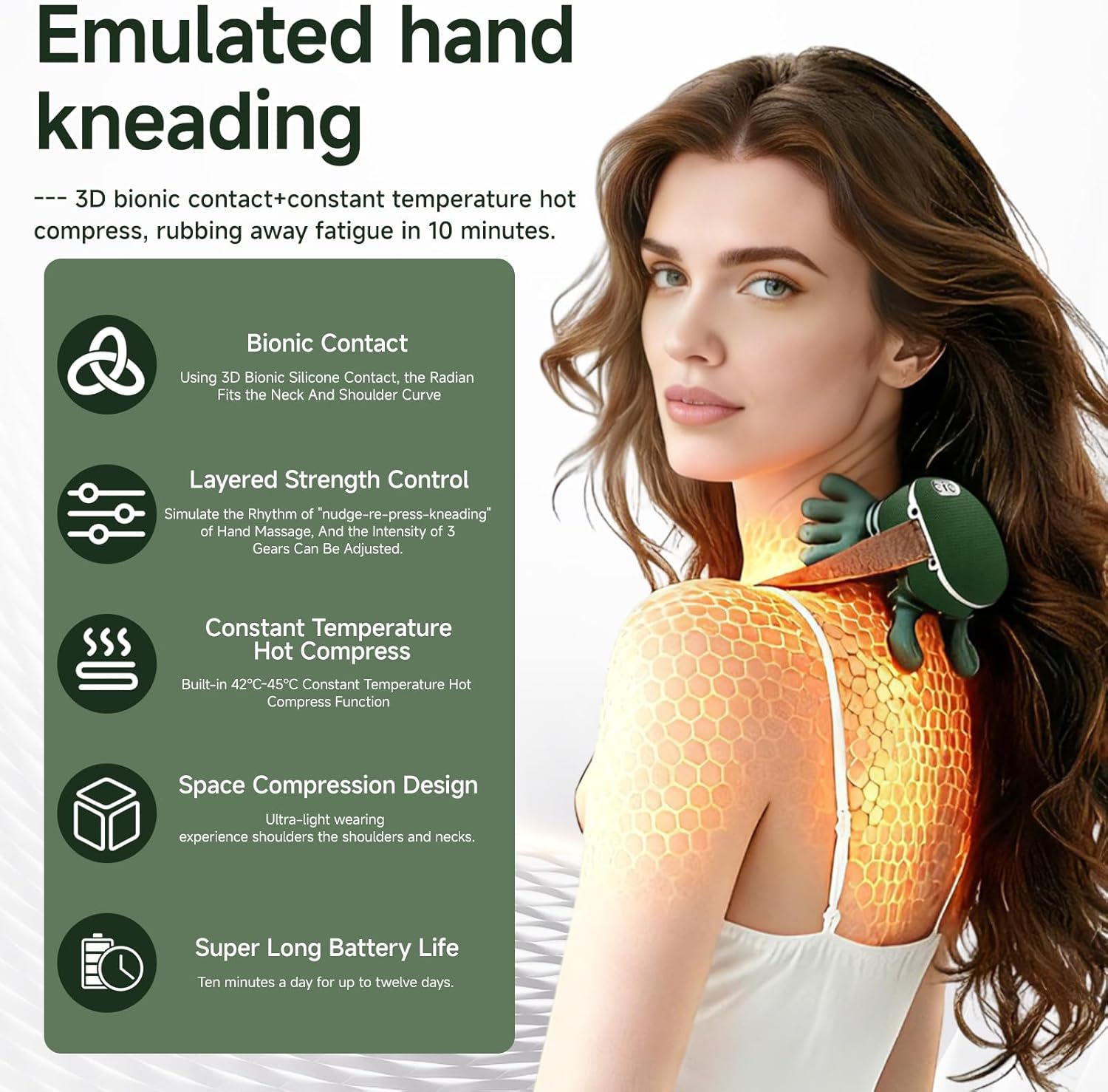 ComfortGrip Heat Massage Pillow
